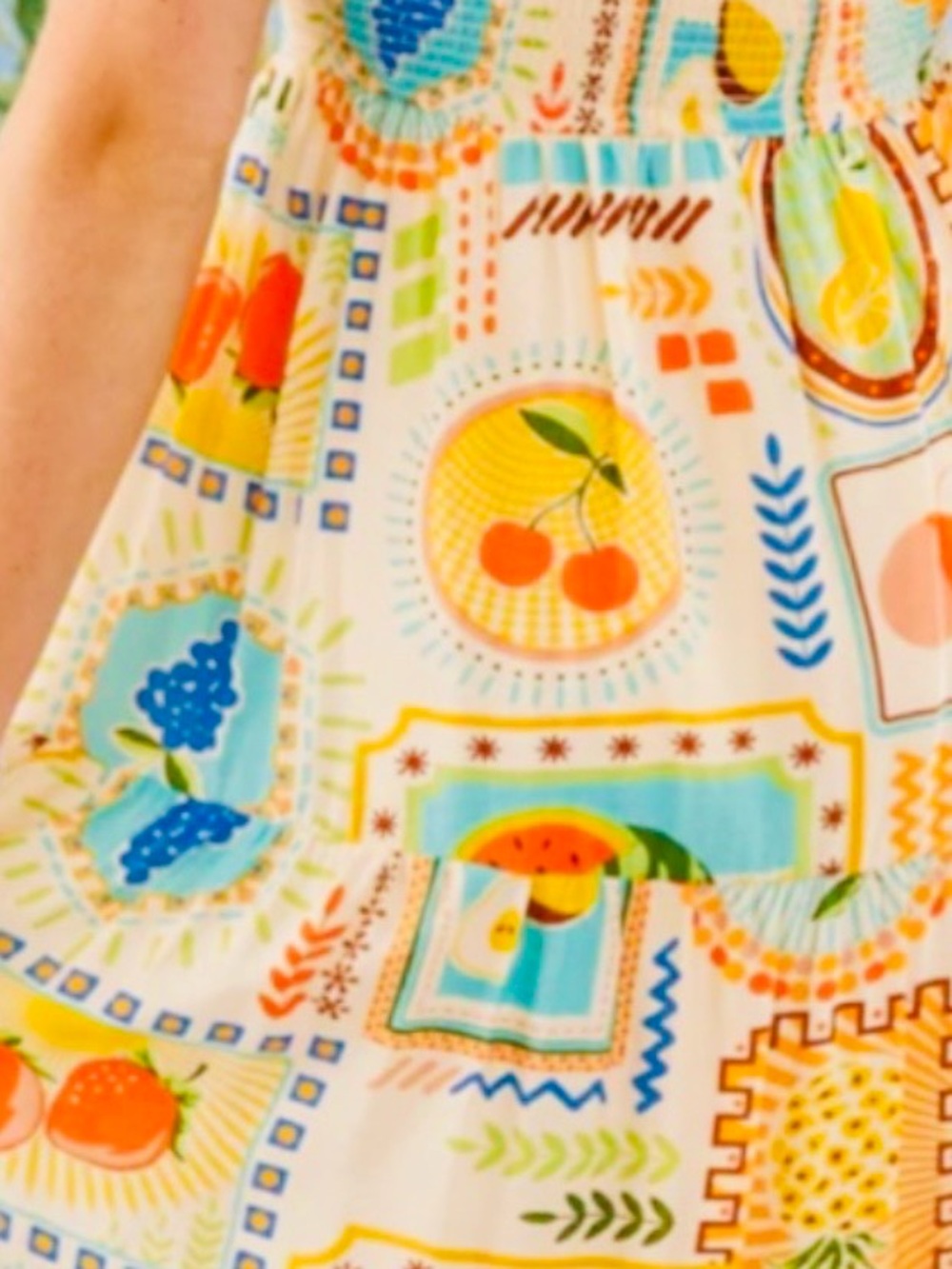 Women's By the River Natasha Multicolor Midi Dress - Sleeveless Smocked Bodice - Picture 5 of 13